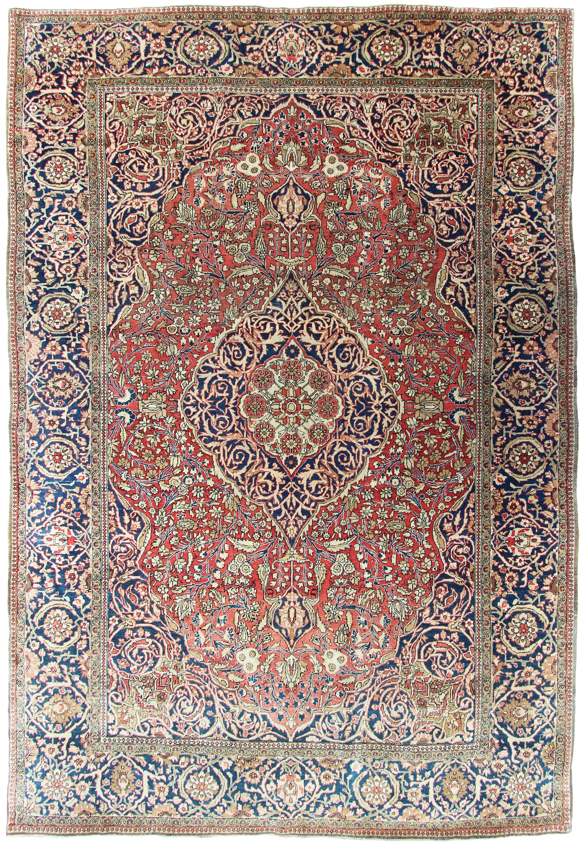 Antique Mohtasham Kashan rug - Farnham Antique Carpets