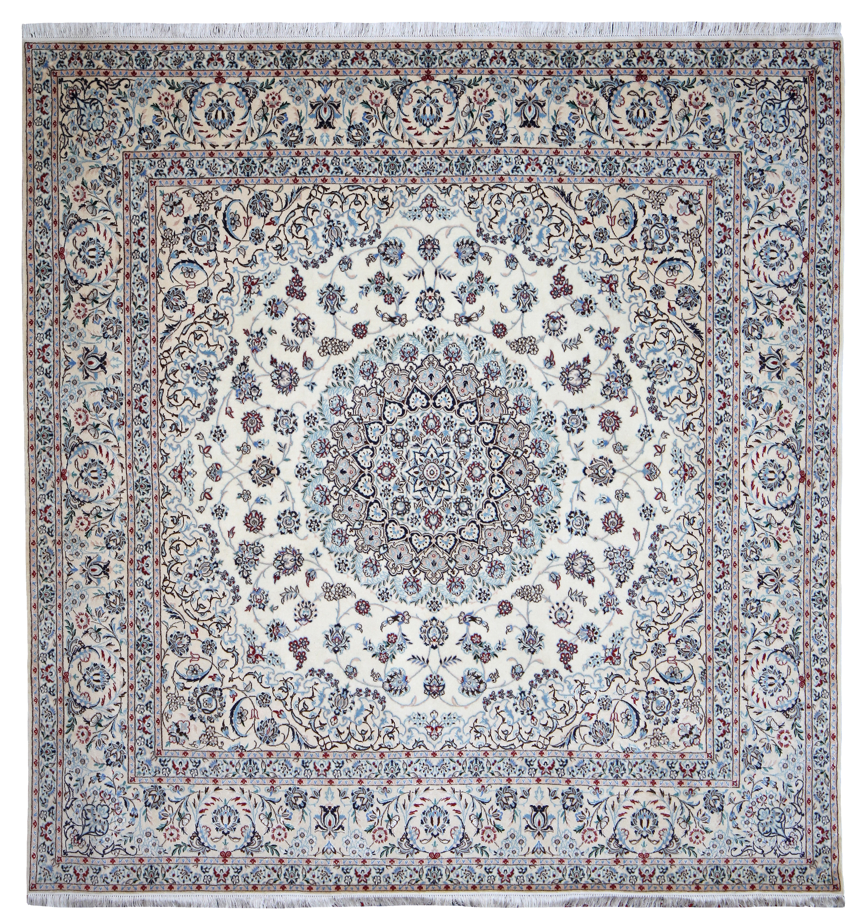 Square Nain Carpet With Silk Highlights Farnham Antique Carpets