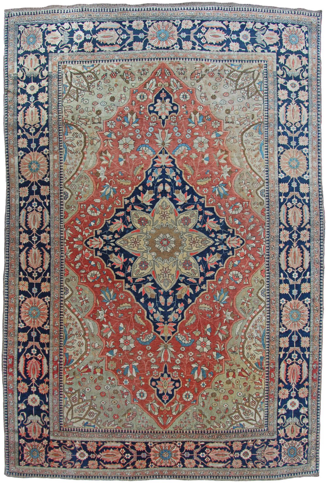 Antique Mohtasham Kashan rug, Persia - Farnham Antique Carpets